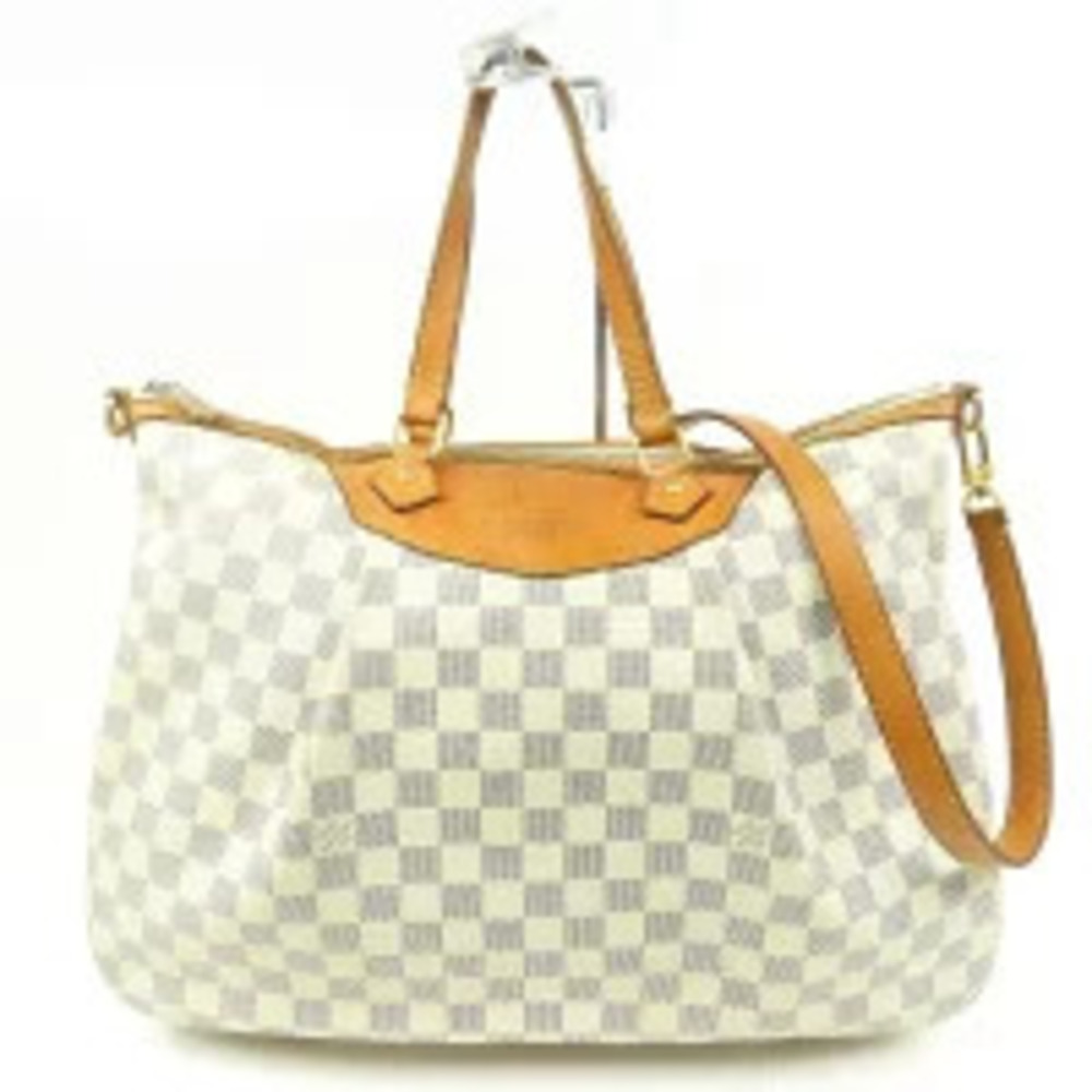 Louis Vuitton Siracusa Shoulder Bag Damier Azur White Handbag Leather White